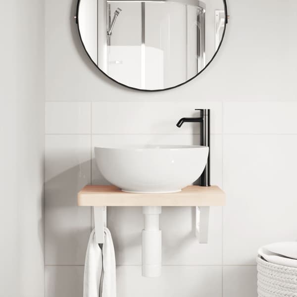 vidaXL Hyllefester for servant 2 stk hvit trapesformet stål Vit 2520