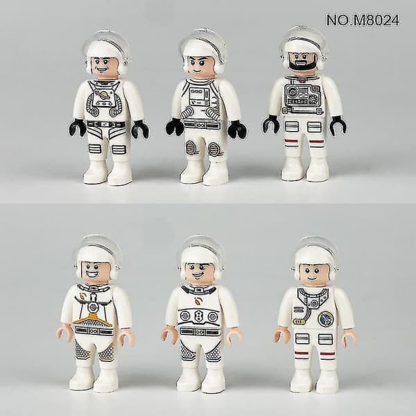 Rumastronaut Byggeklodser Minifigur Legetøj Samlelegetøj 6 stk
