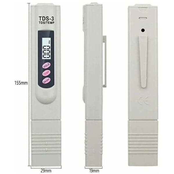Portable LCD Digital Water Quality Tester TDS-3 with Temperature and PPM Meter 0-9990 PPM for Drinking Water and Hydroponics