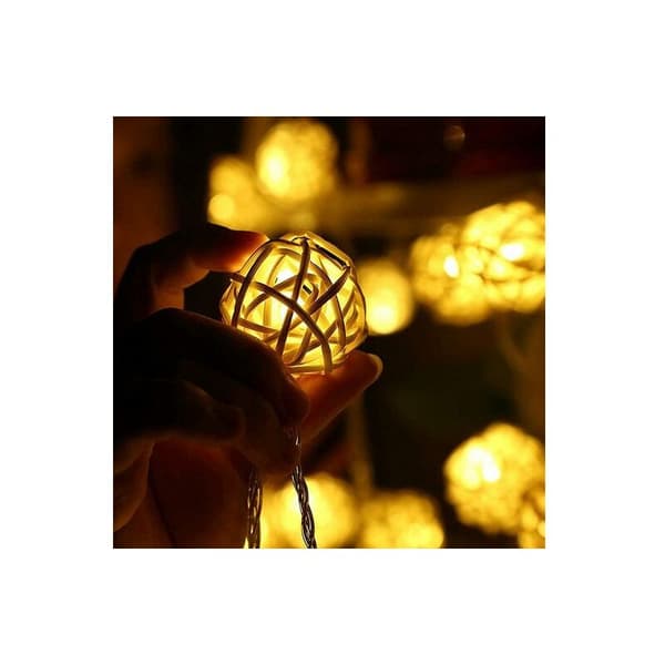 LED Rattan String Lights 5M 40 LED Battery Operated IP44 Waterproof Rattan String Lights