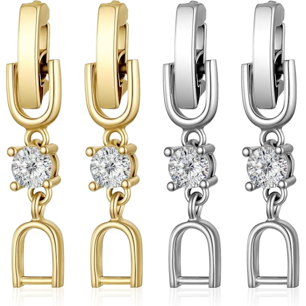 4 st silverklockförlängare guld strass för (silver, guld)