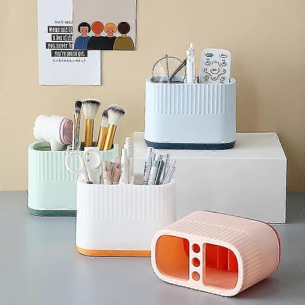 Pen holder with compartments for desk storage