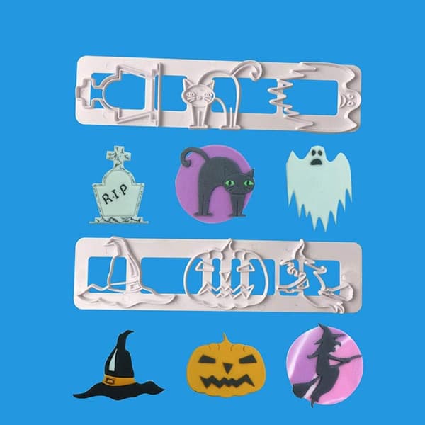 Halloween Tappits Udstickere Græskar Kat Heks Spøgelse Grav multifärg multicolor