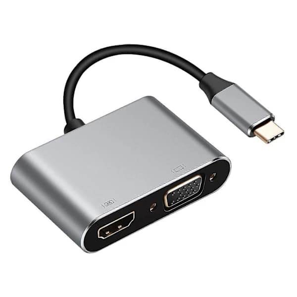 4-i-1 Type-C Hub 4K VGA 1080P dobbel skjermvisning PD USB 3.0 USB-C dokkingstasjon