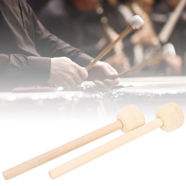 2 Pieces High-Quality Wooden Mallets with Wool Head Drumsticks Percussion Instrument Accessories