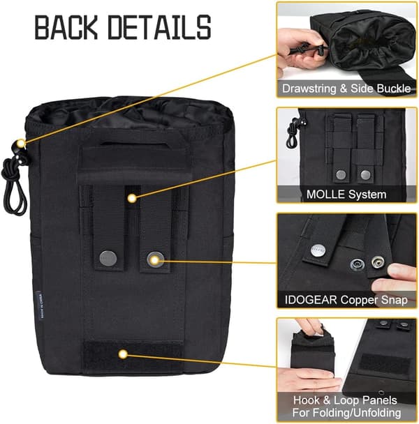 Tactical Dump Pouch with Drawstring for Tactical Belt, Vest, Backpack, Foldable Multifunctional Pouch