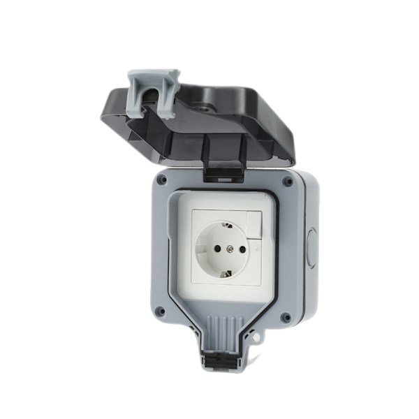 Outdoor Wall Socket (IP66) with Switch and Indicator Light Grå