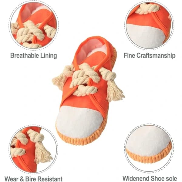Dog Toy (Shoe) - Orange - Interactive Dog Toy - Squeaky Dog