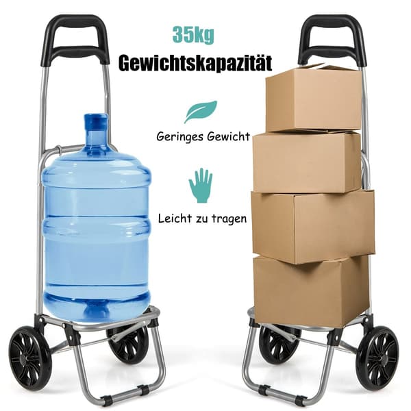 Sammenleggbar handlekurv med 35L avtakbar veske, svart