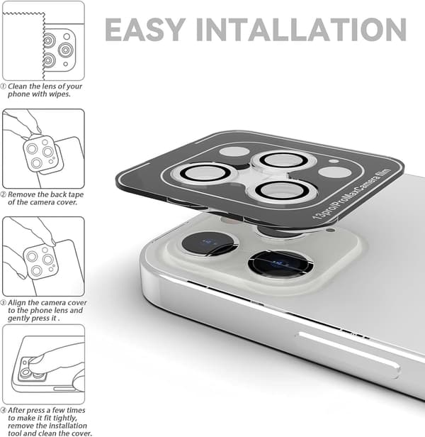 Sølv Bakre Kamerabeskyttelse Kompatibel med iPhone 13 Pro og iPhone 13 Pro Max, [Aluminiumslegering], Full Beskyttelse & 9H Hardhet Kamerabeskyttelse