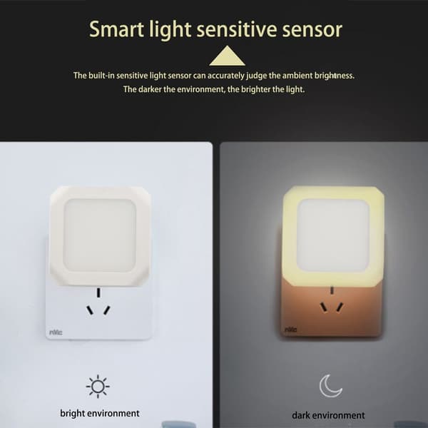 LED Night Light for Children, Night Light Socket with Dusk Sensor, Steplessly Adjustable Brightness, Bedroom, Warm White