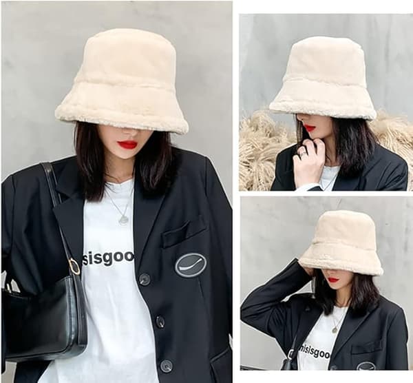Blød og varm bucket hat til damer, vinter