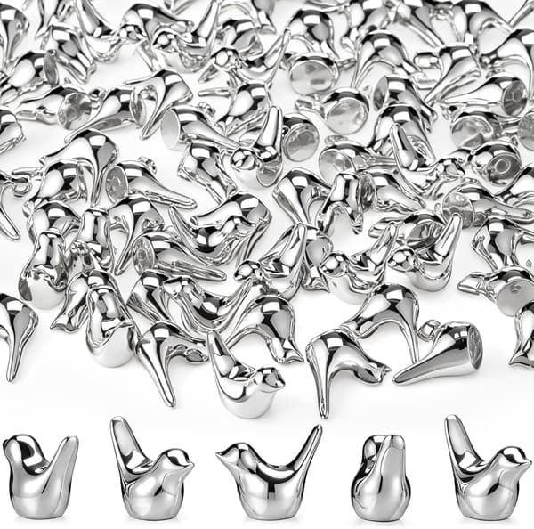 100 st silver mini fågel liten för Silver