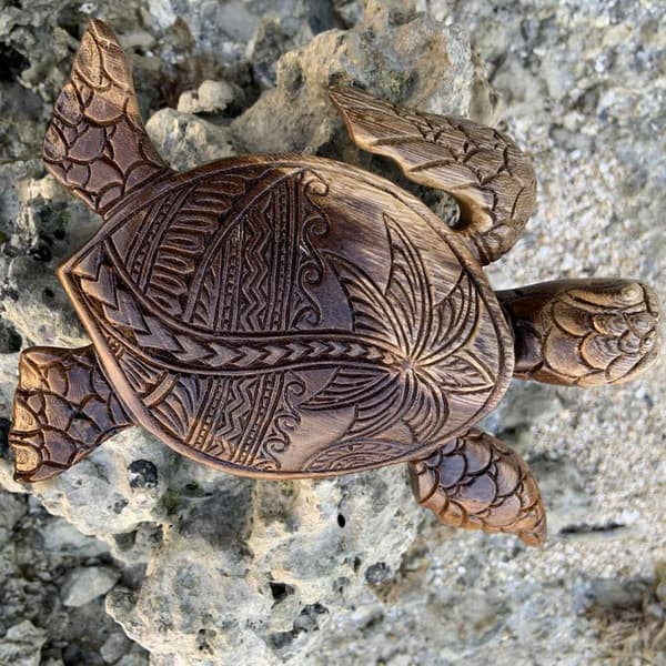 Hawaiian Sea Turtle Wood Carving, Simulation Turtle Figurine, Home Decor