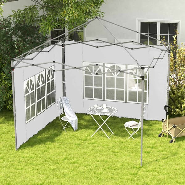Vanntette sidevegger til paviljongen med vinduer, 3x3/3x4 m, hvite