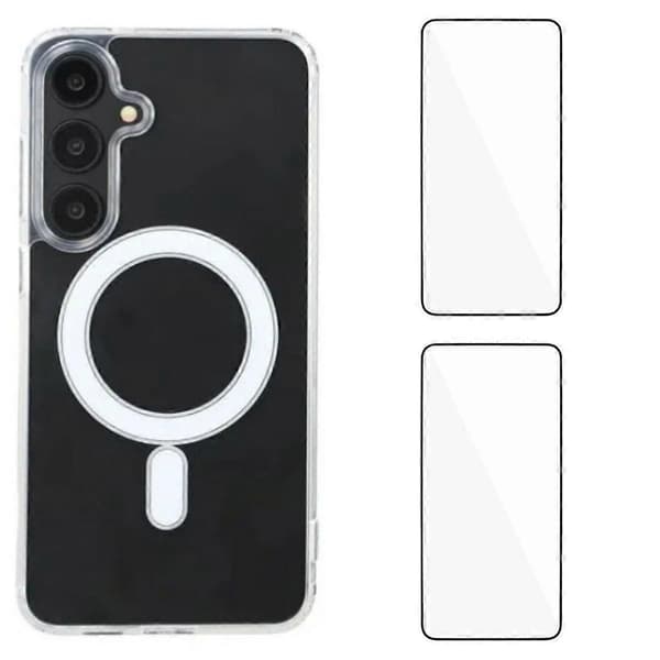 For Samsung Galaxy A36 5G Transparent Case WANLONFENG LM1 Series MagSafe Compatible with 2 Pcs Screen Protectors