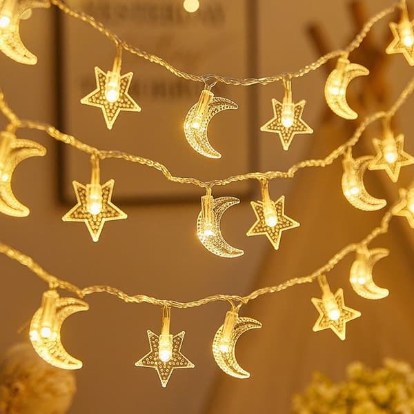 July 40 LED Moon String Lights Battery Operated 6m Moon Mini Stars String Lights for Yard Garden, Wedding Garden De