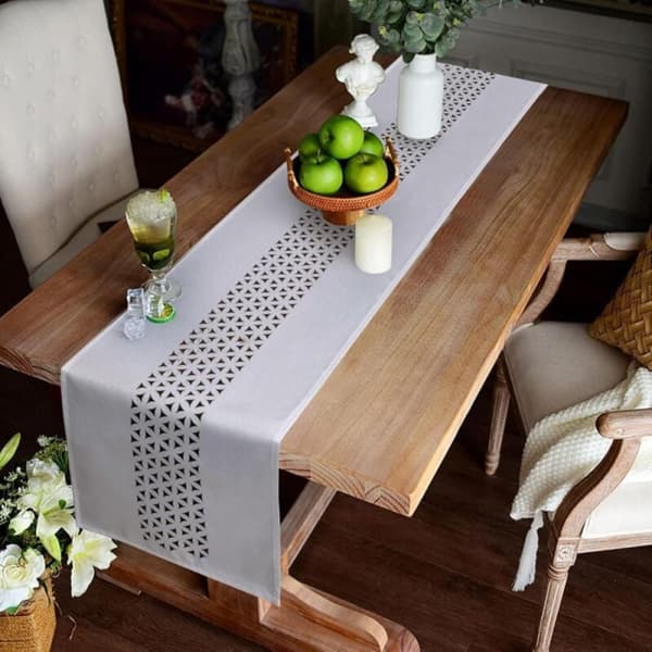 183 x 35 cm Linen Table Runner White Modern Table Runner Linen-Look [LD]