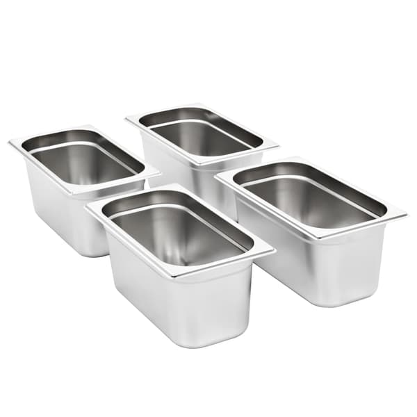 vidaXL Gastronormbeholdere 4 stk. GN 1/3 150 mm rustfrit stål Silver silver