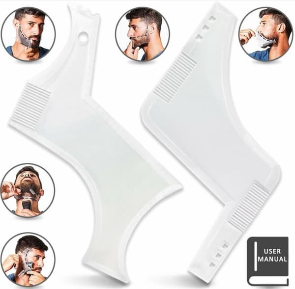 White 4-pack Clearance Beard Shaper Men Beard Shaping Tool Template Transparent Styling Comb Stencil for Moustache Goatee Ingredient, Perfect Gift