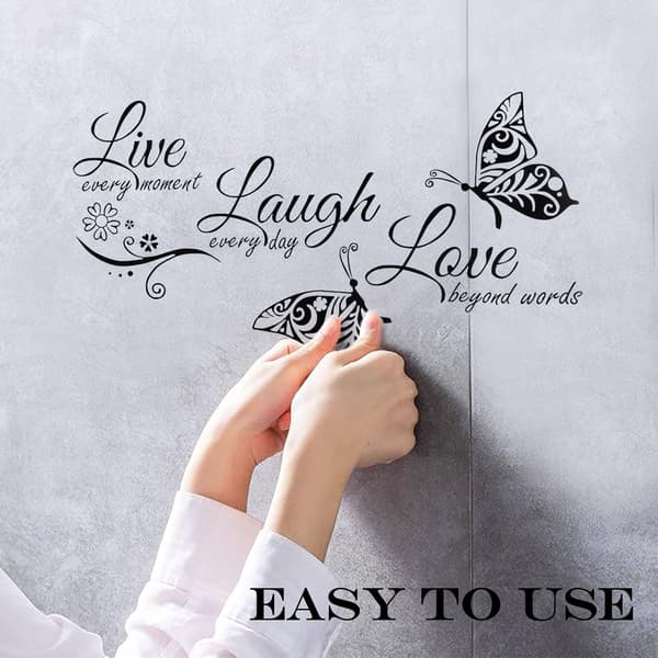 Live Love Laugh Väggdekaler, Motiverande Väggdekaler, Väggskylt Konstdekor, för Heminredning för Sovrum Vardagsrum