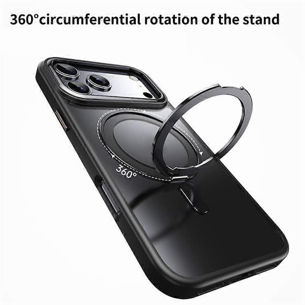 MagSafe-telefondeksel til iPhone 17 Pro Max, TPU Akryl Metallstativ - Sølv[JUN]