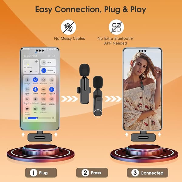 Lavalier Wireless Microphone For Android For Video Recording Gaming Live Interview Youtube Tiktok Vlog