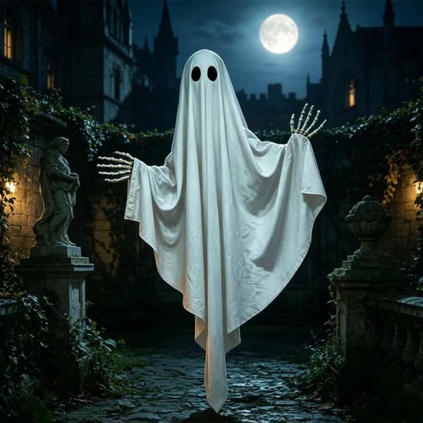 Stor Halloween Spøgelsesdekoration til Udendørs Plænefest, Lysende Rekvisit med LED-lyskæder til Spøgelseshus