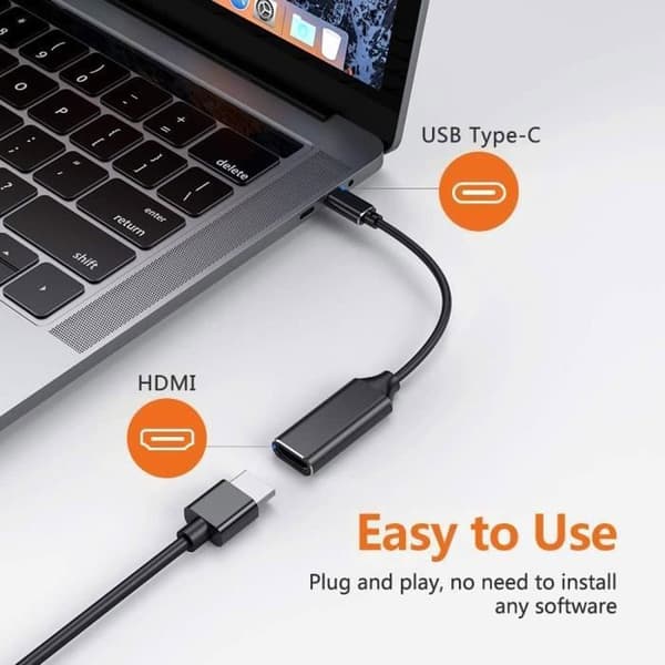 CHE® USB C till HDMI-adapter 4K, USB Typ C till HDMI-adapterkabel [Kompatibel med Thunderbolt 3 (Svart)]