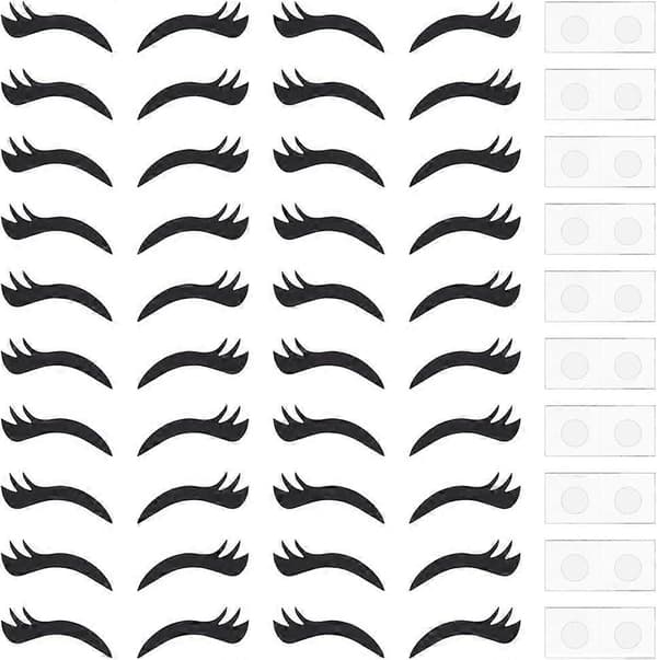 20 Sets Eyelash Patches with Stickers Black Eyelash Applique Patches Felt Cloth Eyelash Craft Material Applique Patches