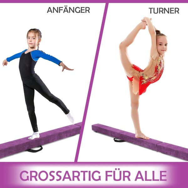Sammenklappelig gymnastikbom, 210 cm, skridsikker, lilla