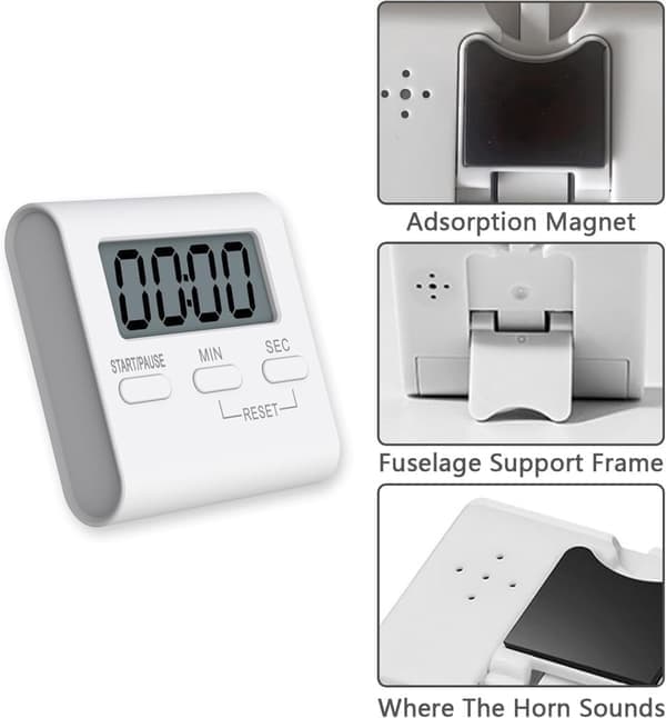 Loud Digital Timer with Magnet - For Oven, Kitchen, and Workout - Easy-to-Read Square Display
