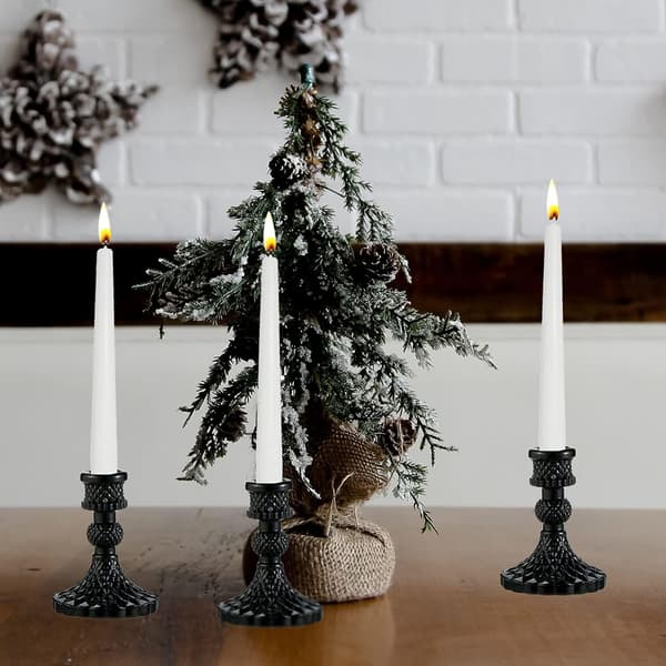 Kristallsvart ljusstake i glas, romantisk ljusstake för middagar, bröllop, fotografering (1 st)
