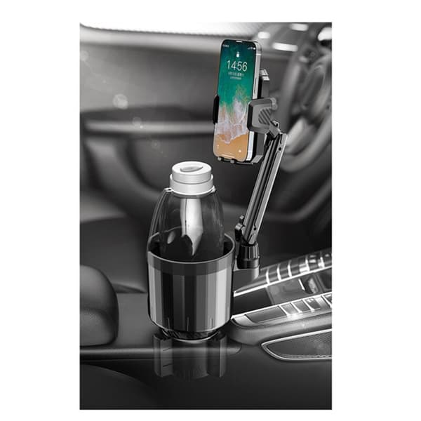 Car Cup Holder with Phone Holder, 2 in 1 Adjustable Cup Holder Expander with 360° Rotatable Mobile Phone Holder