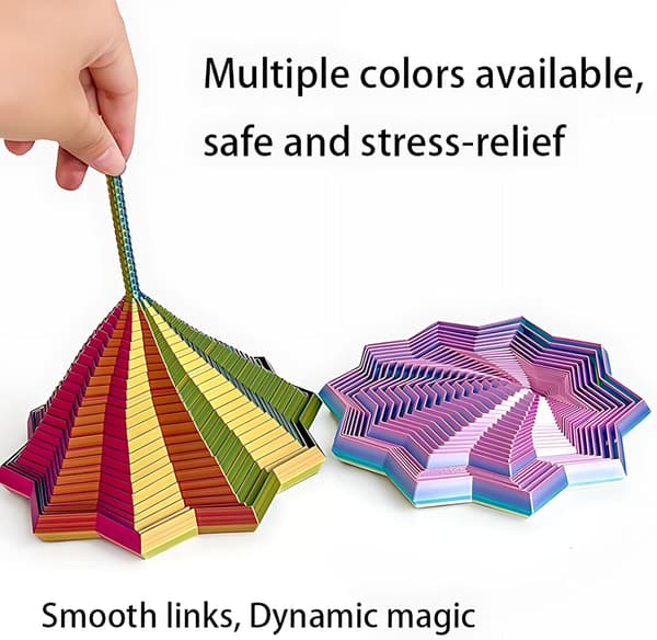 3D-Printed Expanded Sensory Fidget Star with Handle (Colorful 2, Large)