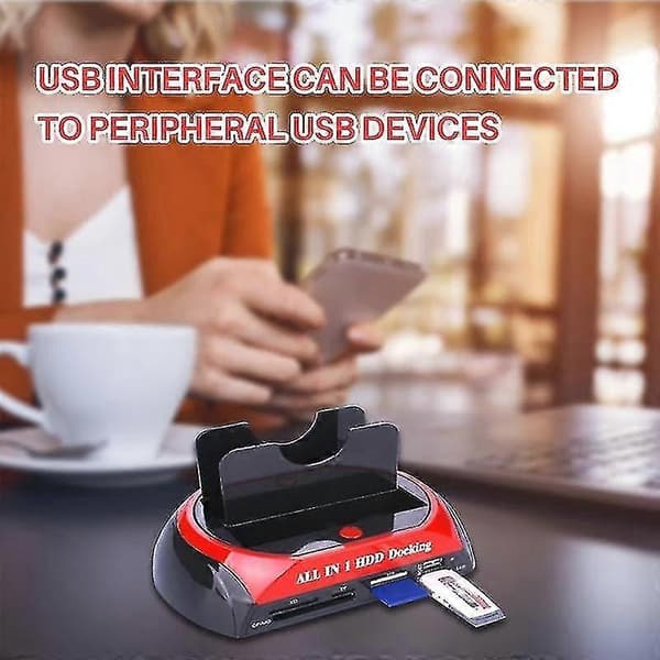 Harddiskdockingstation Dobbelt Slot USB 3.0 til SATA IDE HDD Dockingstation med kortlæser til 2.5 3.5 tommer IDE