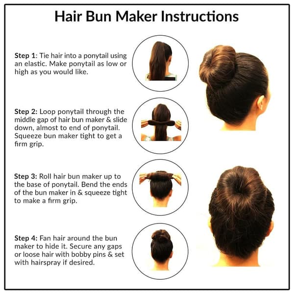 Magic Hair Bun Maker 4-pack (2 Small, 2 Large) Foam Bun Shaper Accessories Strong Flexible Reusable