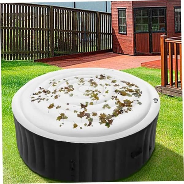 Inflatable spa cover (160 cm, round); easy inflation/deflation valve; windproof, waterproof, snow-resistant, and insulated.
