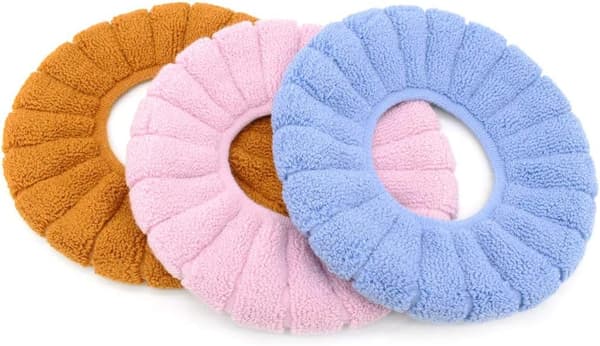 Mjukt, tjockare, varmt och töjbart tvättbart toalettsitsöverdrag för badrum, 3-pack-FY-