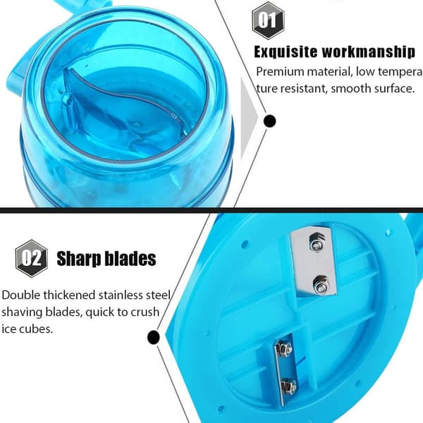 Manual Ice Crusher, 1.1L Hand Crank Ice Shaver Portable Ice Maker for Kitchen Outdoor Making Snow Cones