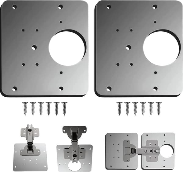 Hinge Repair Plate, 2 Pieces, for Kitchen Cabinets and Cupboards, Stainless Steel