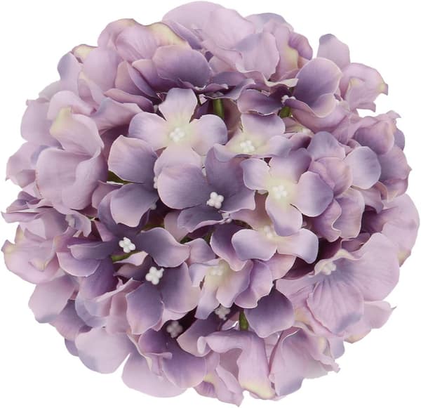 Et sett med 10 kunstige broderte kuleblomsthoder i silke med co