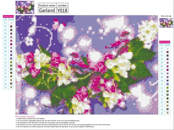 Timanttimaalaussarja 5D DIY, 16x12 tuumaa, violetit kukat