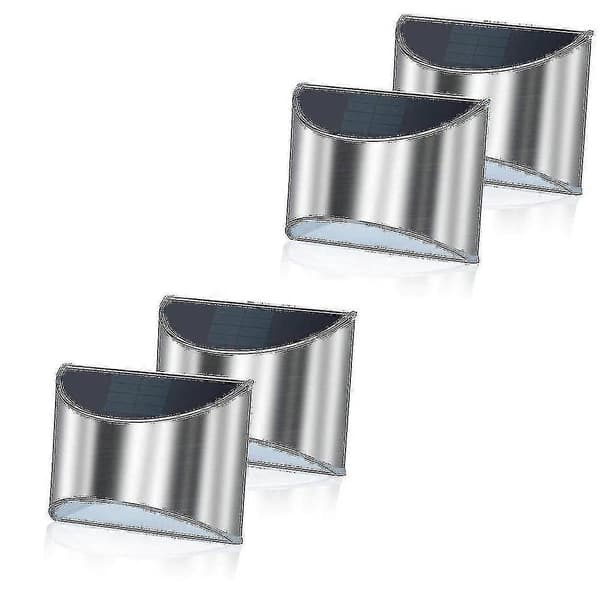 Udendørs solcellelamper, LED solcellevæglamper, 4-pak rustfrit stål solcellelampe IP65 vandtæt solcellelamper, udendørs spotlights, væglamper til