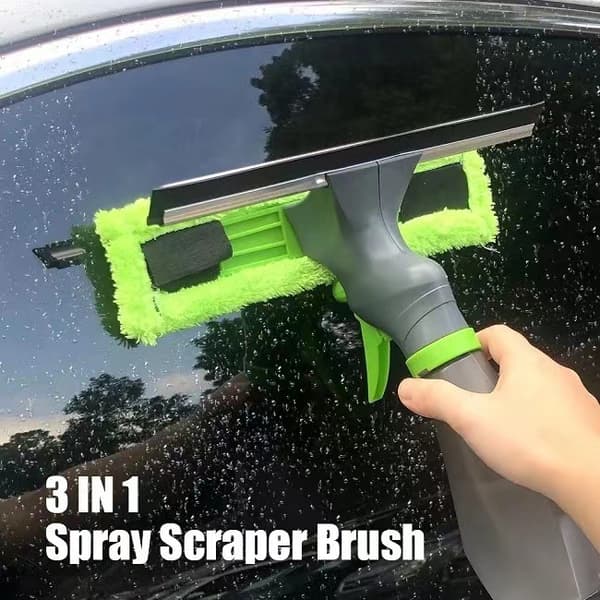 Window Squeegee - Machine Washable Microfiber Pad & Scraper for Mirrors/Tiles/Shower Screens/Glass Cleaning
