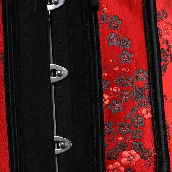 Røde korsetter til kvinder Plus Size Dame Rød Orientalsk Blonde Blomstret