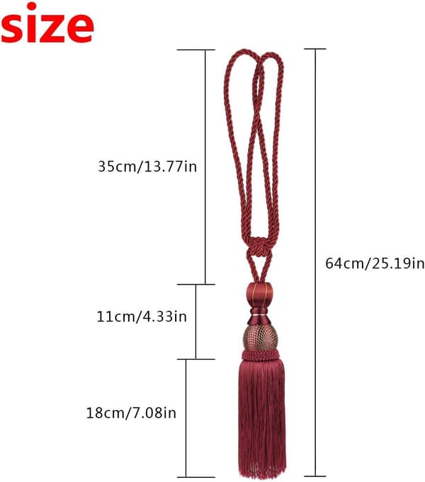 1 Par Draperisvepe Rep med Snor Gardin Hjem Vindusdekorasjon (Date red)