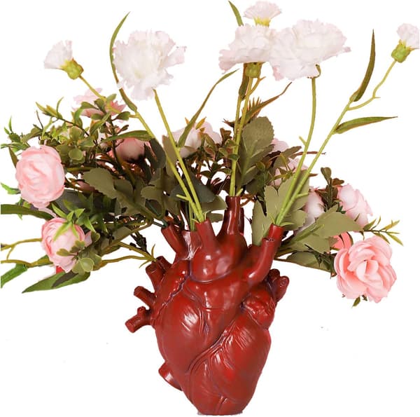 16cm Creative Heart-shaped Resin Vase for Desk, Table, Shelf