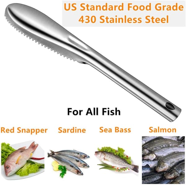2 stk. fiskeskraper i rustfritt stål, fiskeskraper