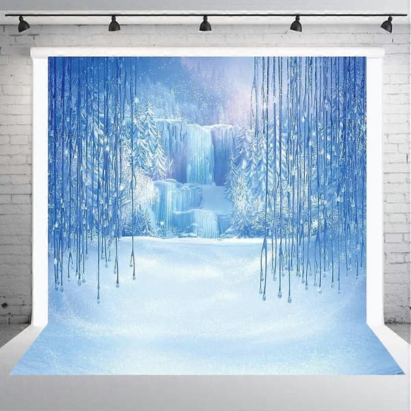 2,4x2,4m Frozen Winter valokuvaustausta - Jää- ja lumiteemajuhlien tausta [LD]